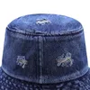 Beretten Kwaliteit Tassel gewassen denim Hoge emmer hoeden mode voor vrouwen brede rand Panama Cap Girl Outdoor Beach Fisherman's Hat