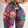 Leggings de Bowknot de cintura alta, mariposa, pantalones de yoga estampados, medidores de vendaje de arco para mujeres, ejercicio de ejercicio de fitness de yoga 240409