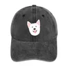 Basker White Korean Jindo Dog Cherry Blossom Cowboy Hat Black Christmas Luxury Men's Caps Women's