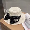 Vrouwen strandemmer hoed ontwerper Straw hat elegante feestmuts voor dames boog tophoed vakantie reis zonneschadel hoed