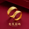 Anelli a grappolo Qenkiss Gold Engagement per donne Dragon da 24kt Phoenix Coppie amanti Ringille gioielli con sposa da sposa Regali da sposa RG5188