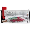 Winter Red Truck Christmas Tree Magnetic Mailbox Cover Standard Size Letter Post Box Cover Decor Welcome Home Garden Outdoor