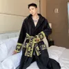 Womens Lingerie Pajamas Sexy Classic Porno Baroque Bathrobe Cotton Thickened Facecloth with Belt Mens Robe Medium-length Homewear