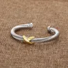 X Bracelet Bracelet Femmes Cuff Femmes bracelets de haute qualité Bracelets Cable Cross Retro Luxury Brand Bijoux 925 Silver Diamond Charming cadeau M6ZW