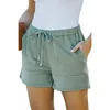 Cyiexi Summer Drawstring Elastic Waist Women Shorts Pocket Casuare Ladies Solid 3 Colors短いパンツSXXL 240409