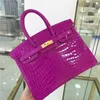 Handtasche Crocodile Leder 7A Quality Echte Handswen 25 cm Totes Marke Farbwachs Line Stitching Fast2p14