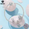 Bisaer 100% 925 SERRING Silver Pâques Charme Perle mignon lapin Lucky Egg Pendant Fit Women Bracelet Bracelet Fine Bijoux Gift Efc997