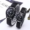 Zegarek na rękę moda Vintage Business Watches Women Men Elastyczny biały czarny kwarc Zatrzymaj miłośnicy Tide Para Party Office Prezenty ReliOJ