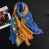 Schals Neue Mode Luxus Seidenschal Frauen Marke doppelseitig Blumenschneidemaschinen Lady Wrap Hals Pashmina gestohlen 180*65cm240409