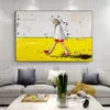 Little Girl Walking On The Beach Oil Painting Handmade Girl Figure Painting On Yellow Canvas Modern Wall Art For Home Decor As Best Gift