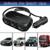 Universal 12V 24V 3 voies Cigarette Light Multi-socket Car Pièces USB Charger intérieur Double adaptateur noir Splitter ABS AUTO W0P3