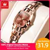 Armbanduhr Olevs 7006 Original Womens Es Tungsten Stahlgurt Elegant Luxus Gold Armband Quarz für Frauen für Girl240409