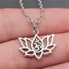 Colliers pendants 1pcs Lotus Yoga Om Chain Collier Accessoires pour femmes bijoux Femme en gros Longueur 43 5cm