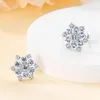 Stud Earrings Winter Romantic Series 925 Sterling Silver Blue Snowflake Boutique Jewelry Paired With Gifts