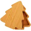 Assiettes 2 PCS Plateau d'arbre de Noël noix de servir plat bambou apéritif couverte bol à bonbons