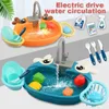 Spela husleksaker låtsas Spela Electric Water Out Childrens Kitchen Wash Basin Sink Kids Kitchen Set Toy For Boys Girls Gift 240408