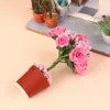 1:12 Dollhouse Miniature Potted Plants Rose Flowerpot Bonsai Simulated Rose Flower Model Dolls House Garden Home Decor Toy