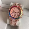 Designer lao colorato diamond rainbow di business quartz orologio