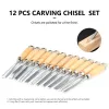 Wood Carving Tools Set 12 Pcs Gouges and Carving Woodworking Chisels Set for Beginners and Professionals Turning Tools Set