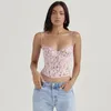 Tanks féminins Soolasea 2024 CORSET SUMME de haute qualité Top Y2K Vintage Lace Femmes Sexy Pladed Camis Pink Bodycon Crop pour Party Club