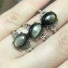 Cluster Rings 3rings Natural Golden Obsidian Adjustable Ring White Copper For Women Gift Stone Size Approx9 11mm