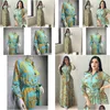Vêtements ethniques Fashion Français Élégants robes maxi pour les femmes Retro Print musulman Dubai Abaya Lapon à poitrine unique à manches longues Dh9nh