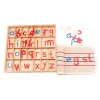 Montessori Language Toys Inglese Alfabet Coprittura in legno Mobile Alphabet Red Blue con tappetino 26pcs Alfabeti giocattoli per bambini