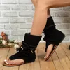 Sandals Boots d'été pour femmes ouverts ouverts Pildeaux plats Chaussures de design Fashion Roman Sandales Femmes Plus taille 35-43 Sandalias Mujer