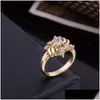 Anneaux MXGXFAM Fashion Gold Couleur pour les filles Femmes Daily Wear18 kgoldplated Cubic Zircon Drop Livrot Bijoux Ring Dhyxq