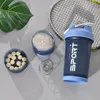 3 Layers Sport Protein Shaker Bottles 450ML Mixing Ball Cup BPA Free Plastic Cute Drink Water Bottle EDC Portable 240409