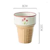 Cups Saucers Creative Ceramic Ice Cream Cup Container Pudding Tulip Printed Dessert Coffee Juice Water 240ML