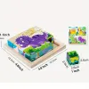 Ein Satz sechsseitiger 3D-Würfel-Puzzle-Tablett Holz Kinderlagerung Spielzeug Kinderpädagogische Spielzeug Spaßspiel