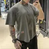 Erkek Tişörtler Erkek Tesli Kas Gömlek Vücut İnşa Fitness Men Üstler Pamuk Singlets Artı Büyük Boyut Tişörtü Gevşek Kısa Kollu