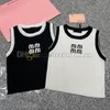 Summer Breathable Sport Top Letter Print Tanks Tops Women Crew Neck Vest Contrast Color Vests