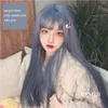 Houyan Long Hair Straight Haintetic Wig Lady Powder White Bangs Gray Blue Mixed Cosplay Cosplay Lolita Wig مقاومة للحرارة 240402