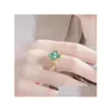 Band Rings Four Leaf Clover Ring Natural Shell Gemstone Gold Plated 18K For Woman Designer T0P Highest Counter Advanced Materials Eu Dhtbr