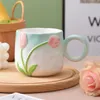 Tasses de style coréen en céramique peinté à la main en relief en relief tasse créative à la mode home maison potage potager millier tasse de lait