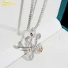 Bijoux brillant en argent solide Iced out vvs gra lettre k pendentif avec chaîne de tennis 4 mm