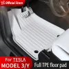 YZ Tesla Model Y 3 Golv TPE Mat Trunk White Bagage Mat Lhd 2021 till 2023 Left Rudder Waterproof Non-Slip mattor Golvfoder