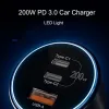 Ubigbuy 200W Charger de voiture 3 ports Quick Charge 3.0 USB C PD 100W PPS 45W SUPER FACT CHARGING POUR MACBOOK PRO