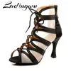 Chaussures de danse Ladingwu dames latin salon de bal noir multicolore satin et maille latino danse pour enfants salsa