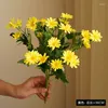 装飾的な花9ヘッド韓国スタイルの人工的なヒューマー牧歌的な家の装飾小さな偽のchrysanthemumsワイルド