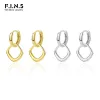 F.I.N.S Simple 925 Sterling Silver Gold Circle Drop Earrings Geometric Small Hoops Huggies Piercing Ear Fine Jewelry