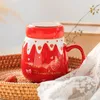 Tazze tazze in ceramica ad alta bellezza con coppa di acqua di copertura per la colazione di grande capacità Red Companion Regalo per la famiglia