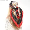 Scarves 90*90cm Women Silk Scarf Luxury Brand Large Shawl Neckerchief Satin Headband Foulard Bandana Wraps Hijab Scarves Wedding Gift240409