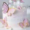 Abito rosa blu farfalla topper dessert dessert compleanno felice festa per feste scelte bandiere torte di bellezza fiore artificiale baby shower