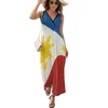 Casual Dresses Flag Of The Philippines Dress Kawaii Maxi Boho Beach Long High Waist Pattern Oversized Vestido