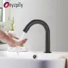 Onyzpily Black Basin kraan kraan Sensatieve dekbevestiging badkamer wastafel kraan set bassin mixer kraan