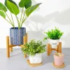 1PC Design Flower Pot Bamboo Wood Saucer Plant Tray Plant Flower Stand Favor Succulent Pot Tray Decor Planter Pots Mat Stand