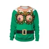 Funny chest exposed belly button fur round neck pullover 3D digital printed couples sweater